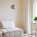Inspired Arco Style Modern Floor Lamp, Brushed Nickel Arc Floor Lamp with LED Bulb, Marble Base Contemporary Tall Lamp Couch Sofa