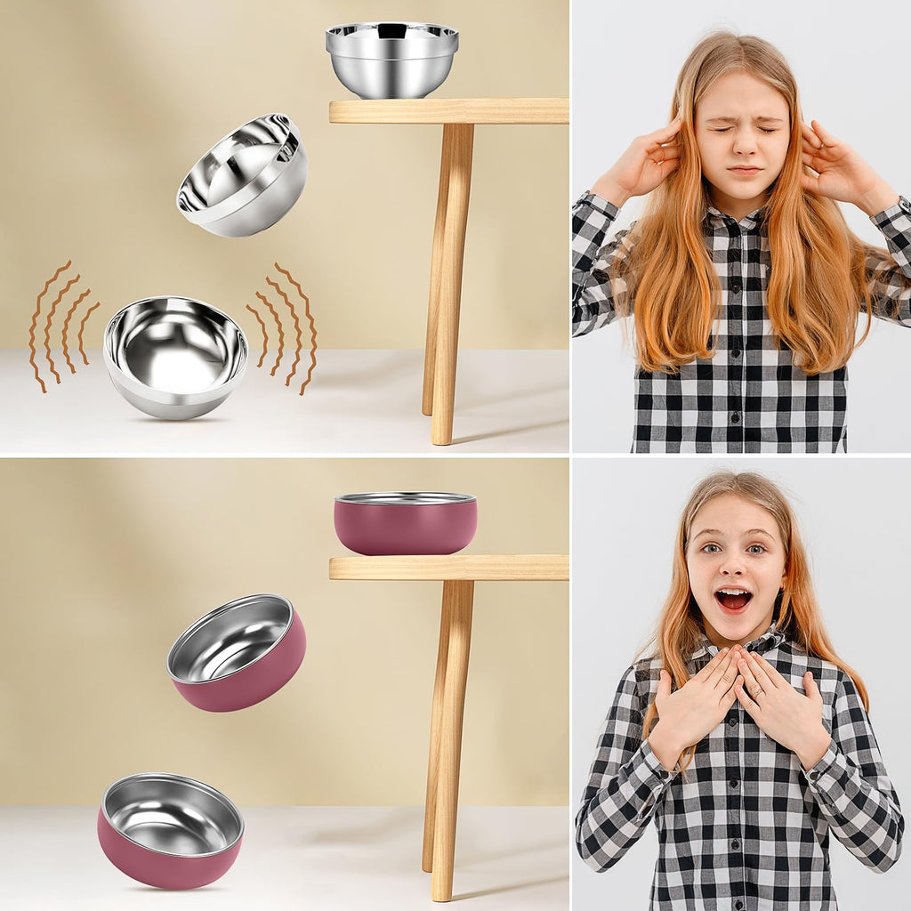 4 pack Toddler Bowls 5 Inches Wide, Stainless Steel Bowls for Kids