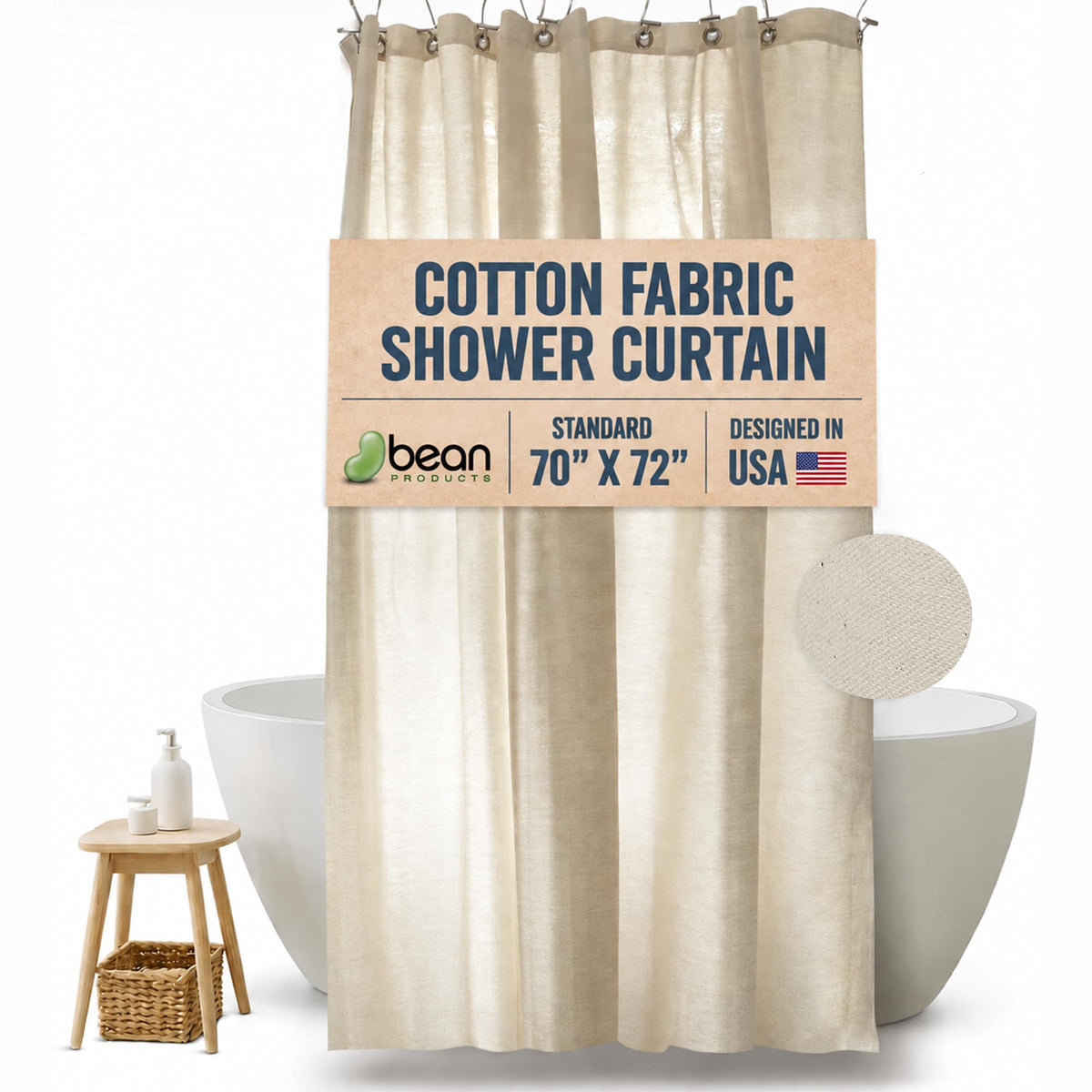 Natural Cotton Bathtub Liner- 70" x 72"