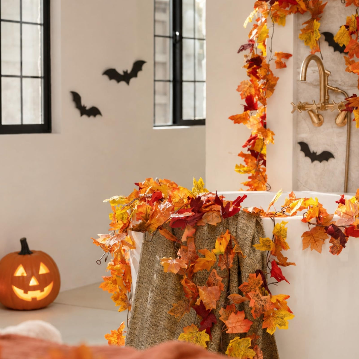 6 Pack Fall Leaf Garland, Total 35Ft Artificial Maple Leaf Autumn Garland Fall Leaves Hanging Vines Fall Maple Leaves