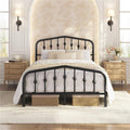 Metal Bed Frame with Victorian Vintage Headboard, Black