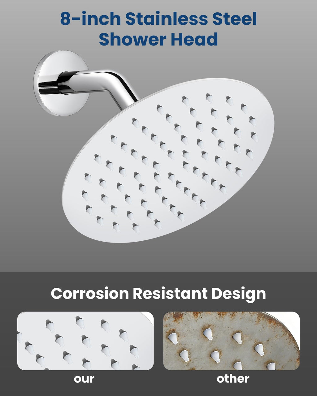 Shower Faucet Set with Tub Spout,8" Bathtub Faucet-Chrome Polish