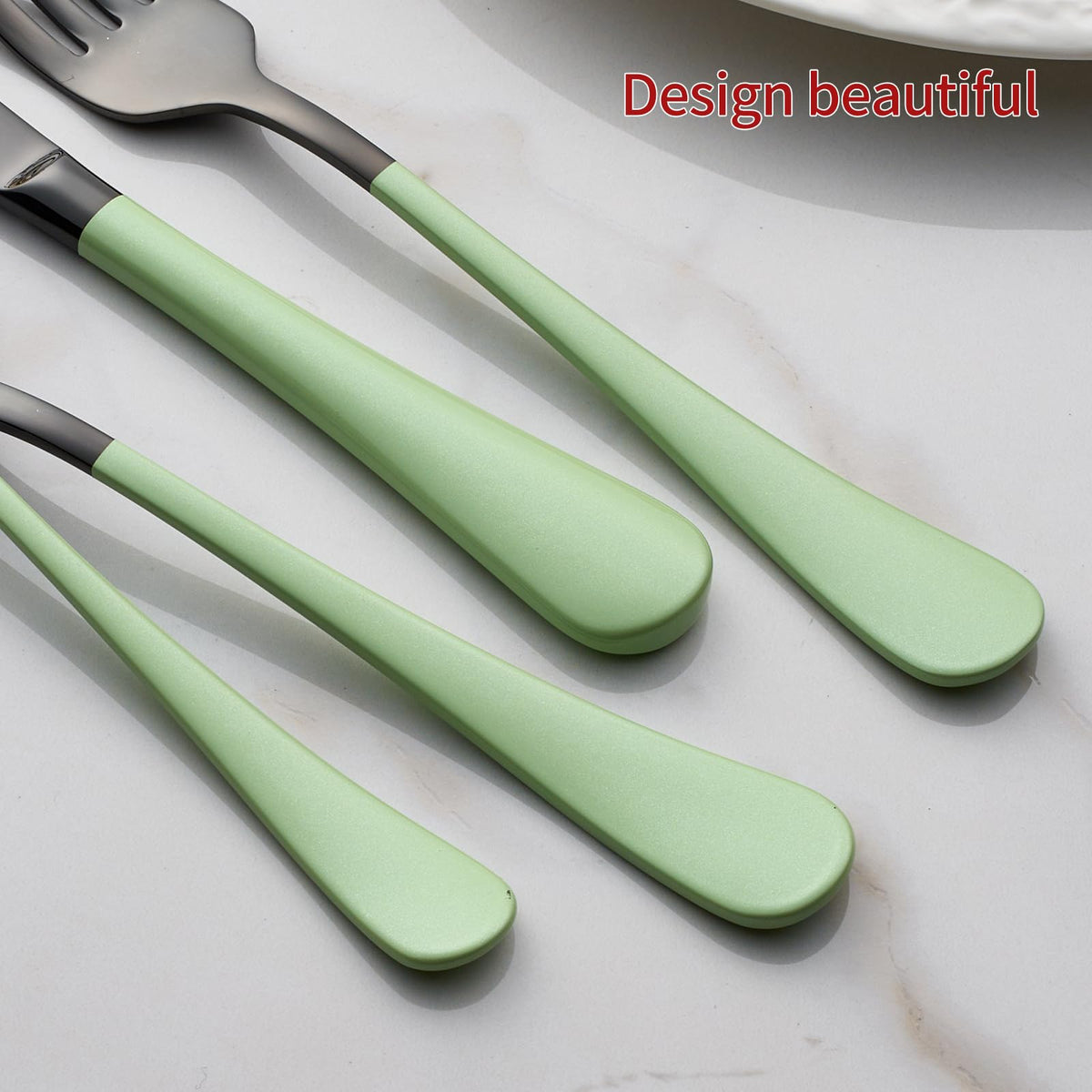 20-Pieces Green and Black Silverware Sets for 4,Green Handle Stainless Steel Cutlery Set, Include Forks Spoons and
