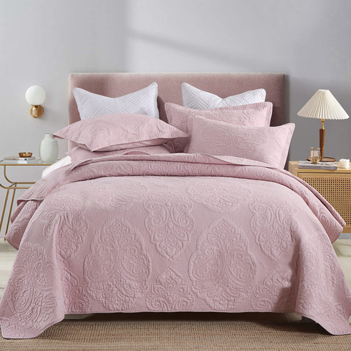 Cotton Bedspread Quilt Sets Floral Patchwork Coverlet Set Comforter Paisley Quilted Coverlet with Pillow Shams