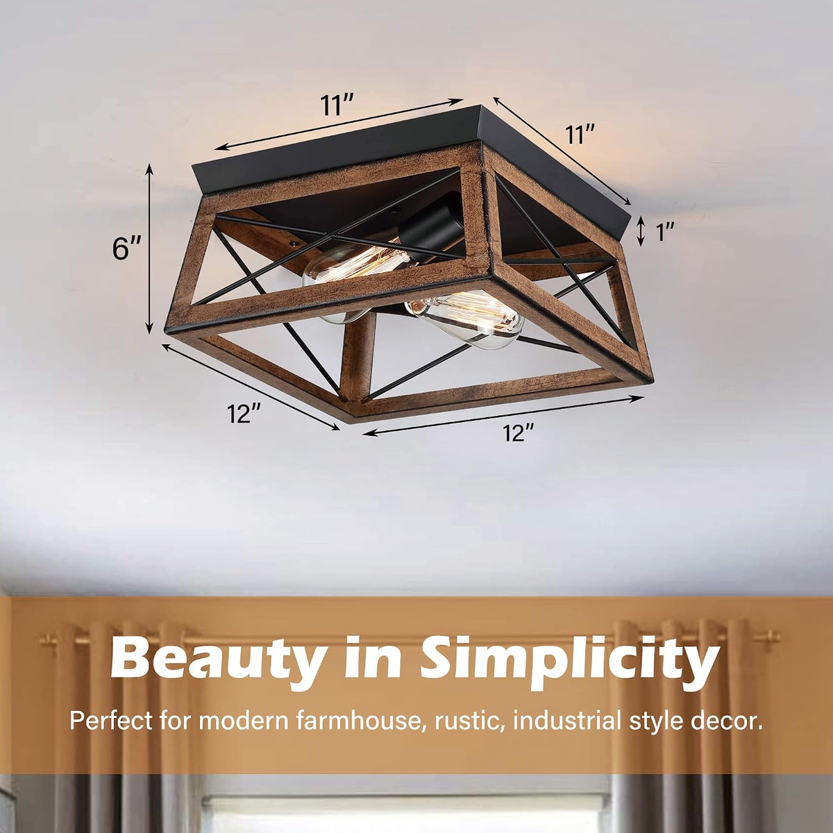 Farmhouse Flush Mount Ceiling Light Fixture, Outdoor Porch Ceiling Lights