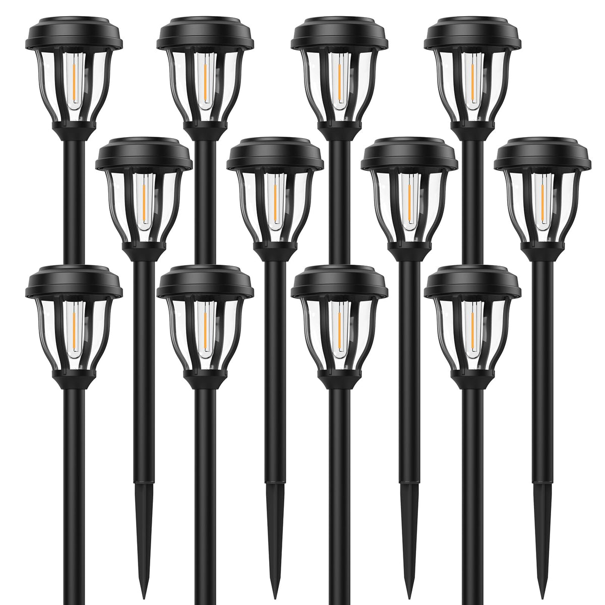 12 Pack Solar Lights Outdoor, Waterproof LED Solar Pathway Lights