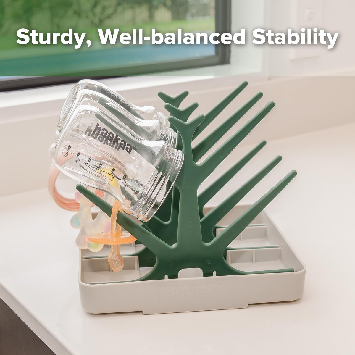Portable Baby Bottle Drying Rack with Tray,Foldable Space Saving Bottle Drying Tree for Bottles/Pump