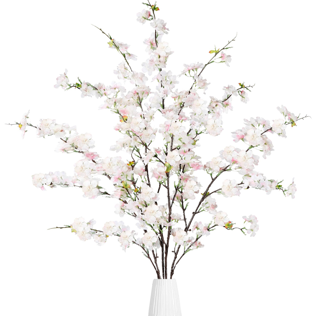 Artificial Cherry Blossom Flowers 4 Pcs Faux Cherry Blossom Stems Faux Silk Cherry Blossom Branches 43'' Fake Flowers