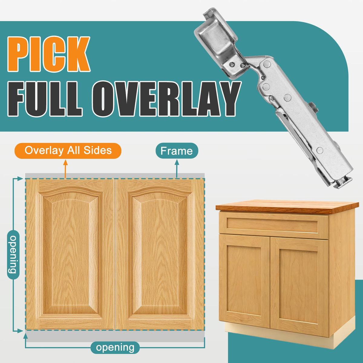 Soft Close Hinges for Frameless Cabinets, 110° Full Overlay, 50 Pack