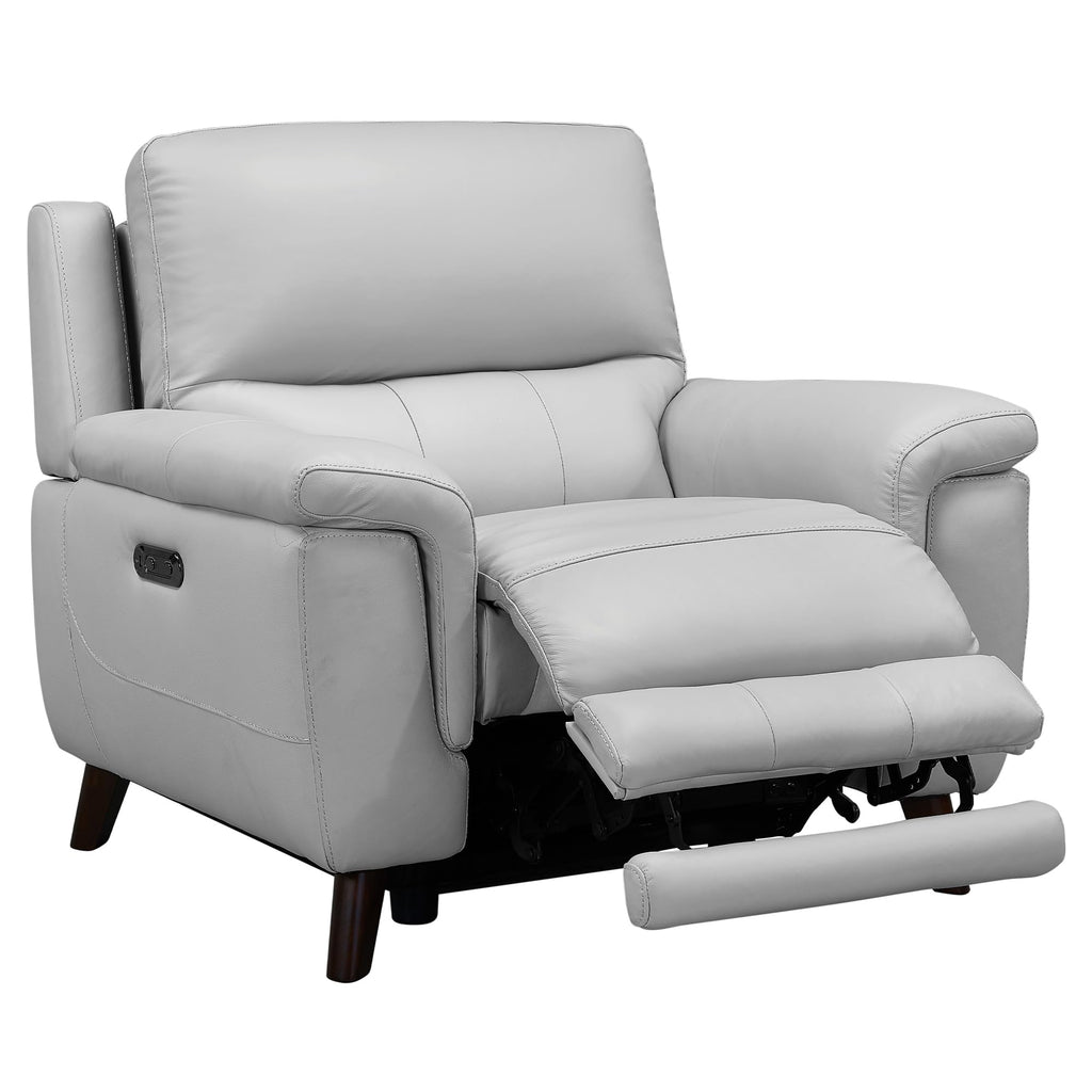 Lizette Contemporary Top Grain Leather Power Reclining Living Room Accent Chair, Dove Grey