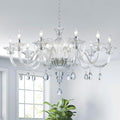 Ten-Light Modern Crystal Chandelier for Large Dining Rooms and Foyers