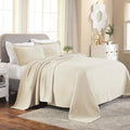 100% Cotton Basket Weave Bedspread with Shams, All-Season Premium Cotton Matelasse Jacquard Bedding, Quilted-Look
