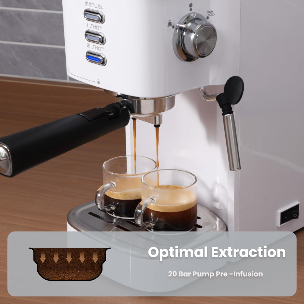20 Bar Compact Espresso Machine with Milk Frother for Latte&Cappuccino