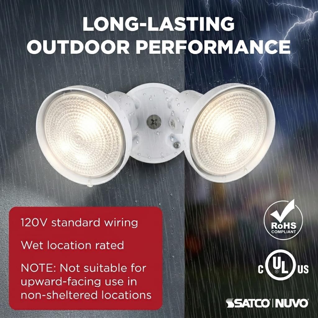 2-Light PAR38 Outdoor Flood Light, White, Landscape Lighting