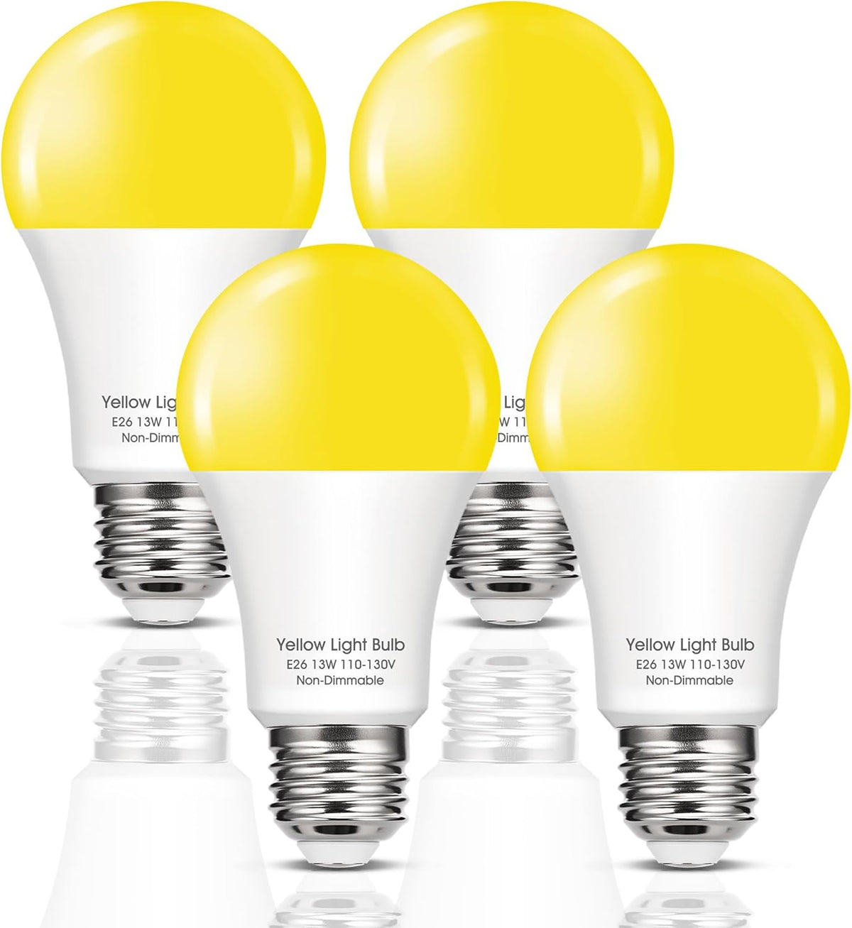 A19 Yellow LED Bug Light Bulbs Outside, 150W Equivalent 13W, E26 Base
