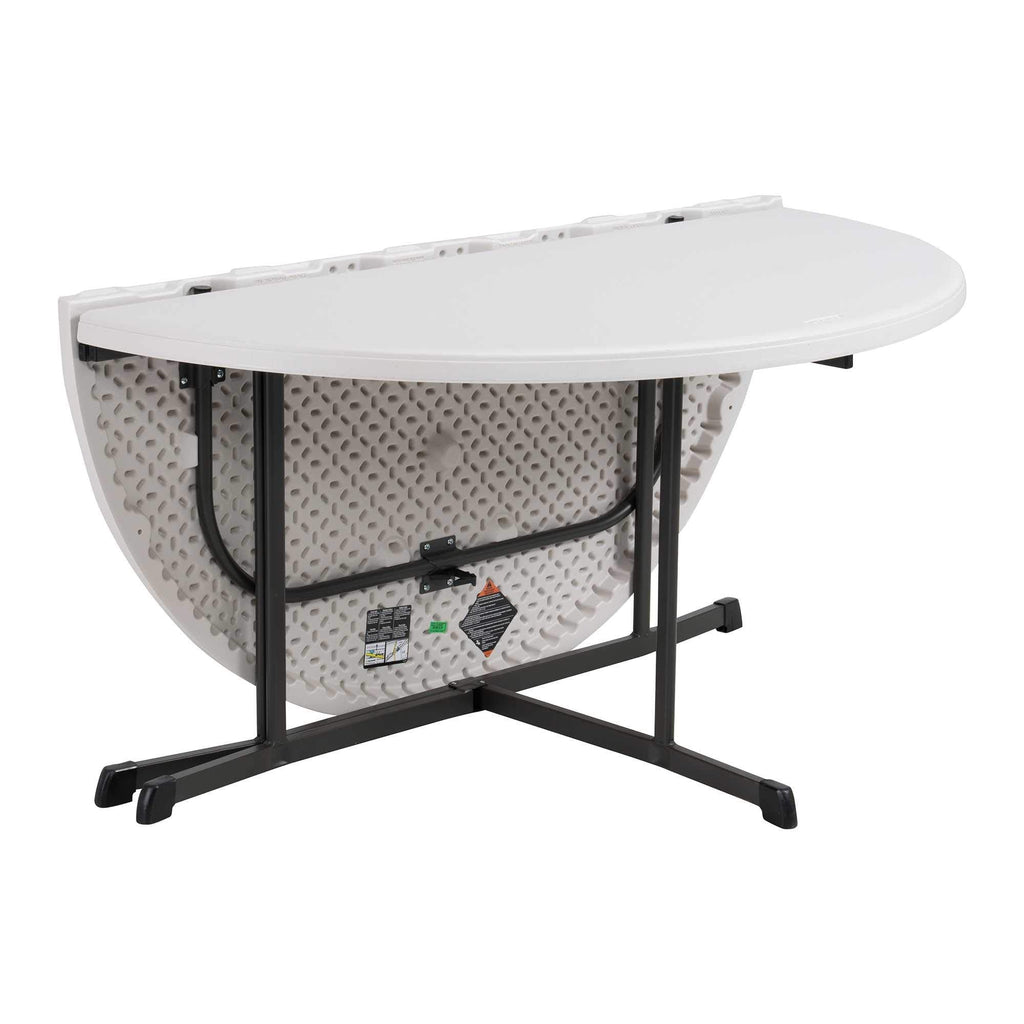 Commercial Round Fold-in-Half Table, 60-Inch, Almond