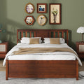 Full Size Solid Wood Platform Bed Frame, Mid Century Full Bed Frame with Headboard, Wood Slat Support, Double Panel