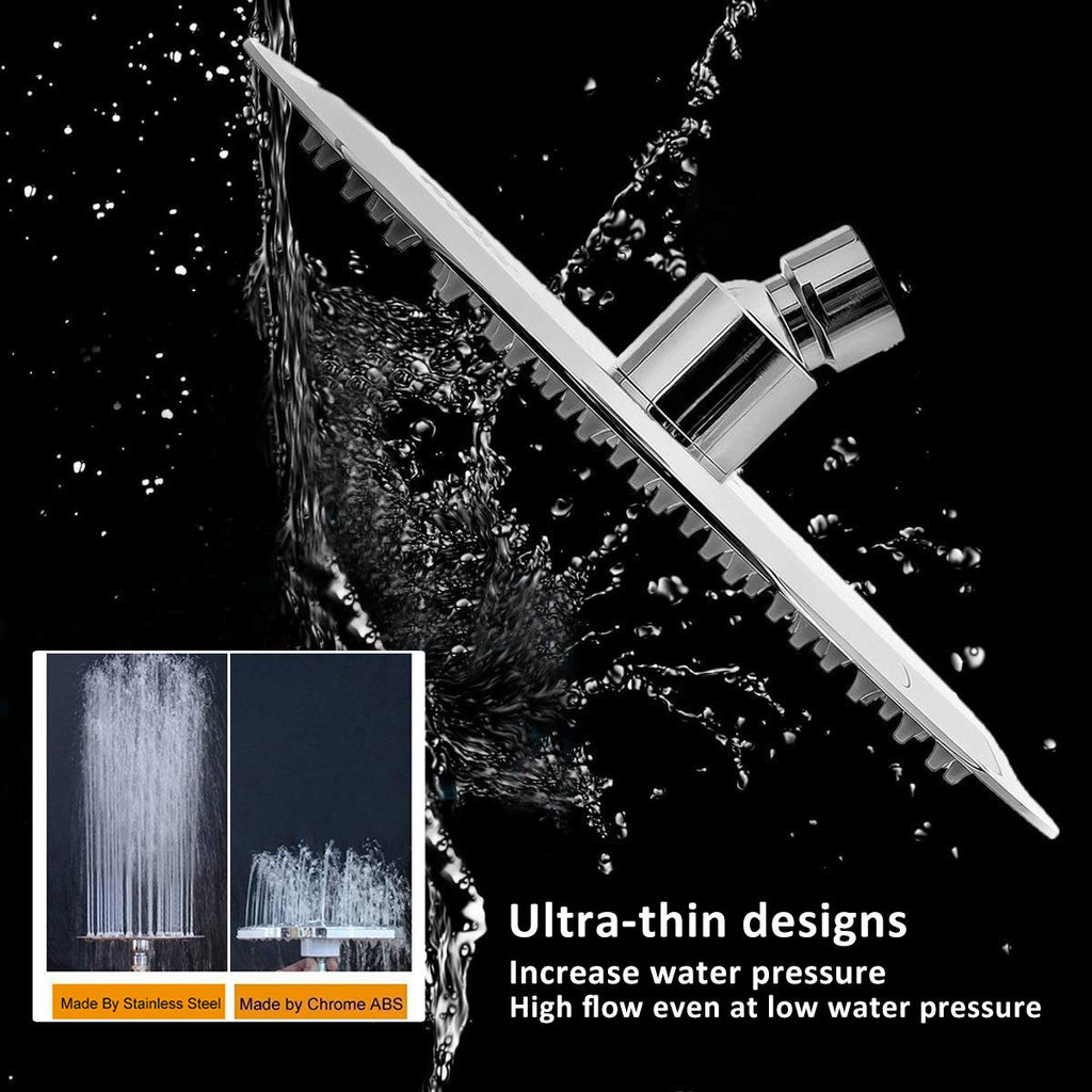 Round Rain Shower Head With Shower Arm, Large Stainless Steel Rainfall Shower-Waterfall Full Body Coverage (8 Inch