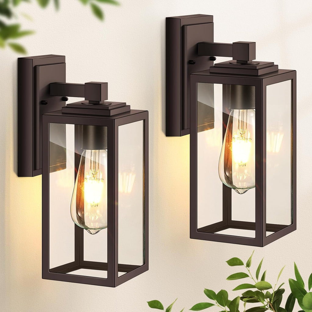 2 Pack Outdoor Light Fixture, Brown Porch Lights Outside, Oil Rubbed Bronze Coach Lantern, Waterproof Outdoor Sconce Lights Wall Mount, ORB Outside Sconce for Porch, Patio, Doorway, Anti-Rust