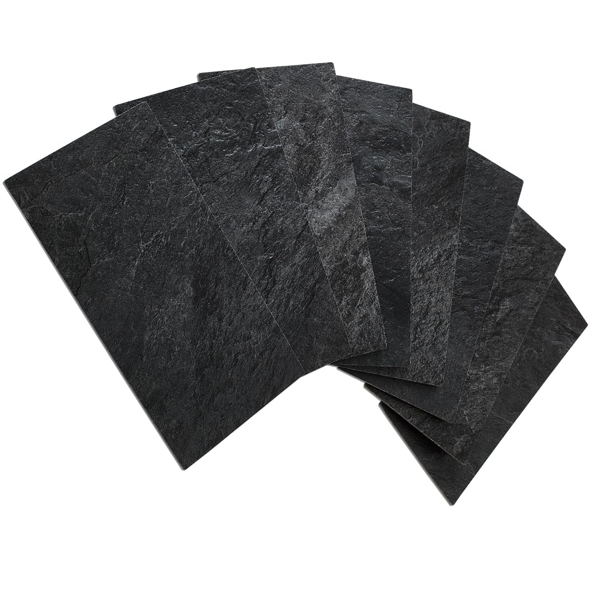 100 Piece Black Slate Peel and Stick Backsplash Wall Tiles, 3" x 6" PVC Faux Stone Stick on Tiles for Backsplash
