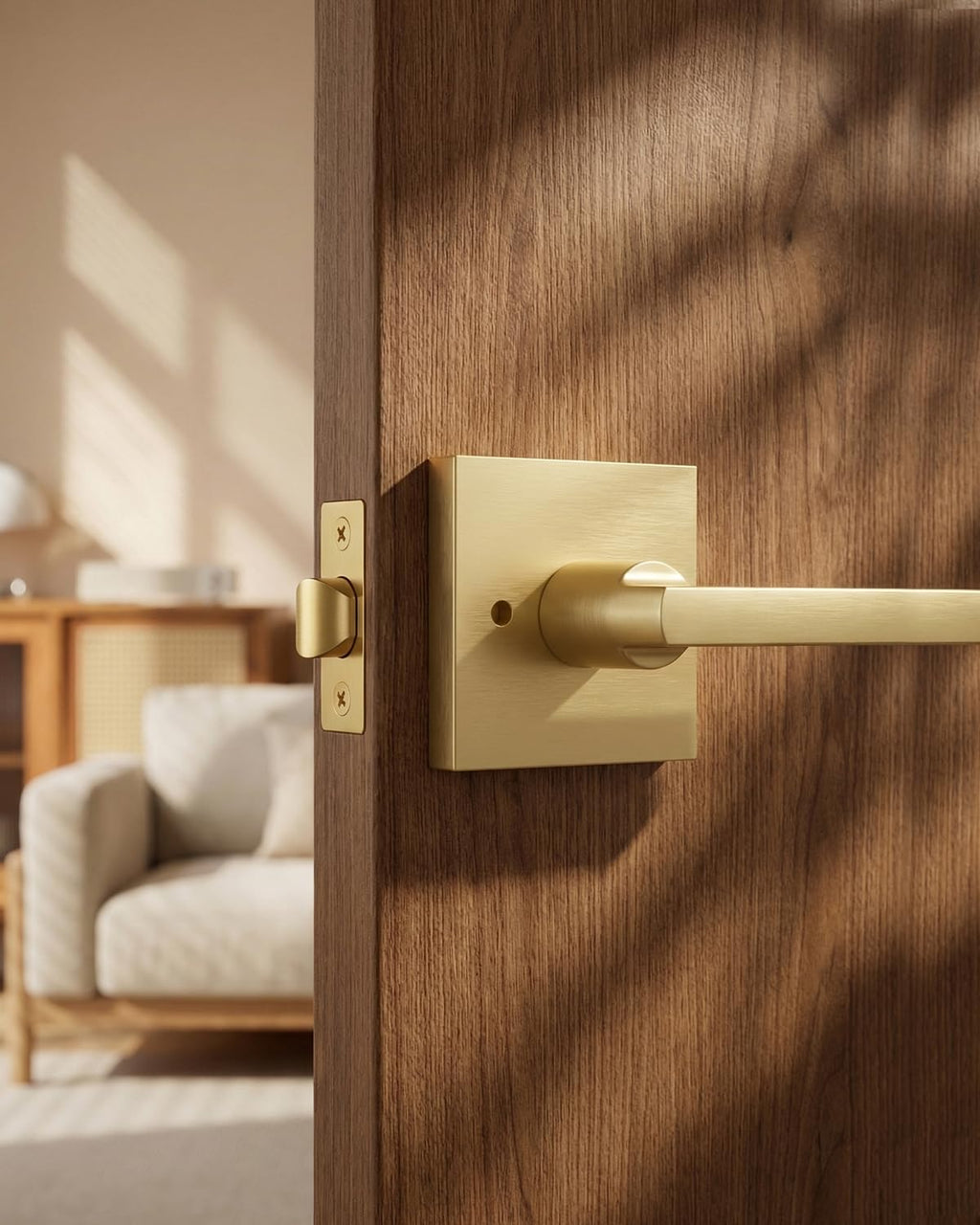 Brushed Gold Door Handles Interior, Gold Privacy Door Handle, 1 Pack