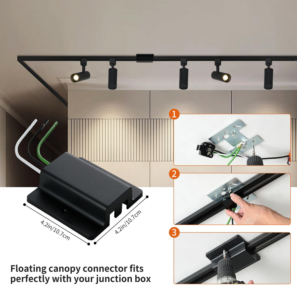 H Track Lighting Rail Kit, Black 120V H Type Track System