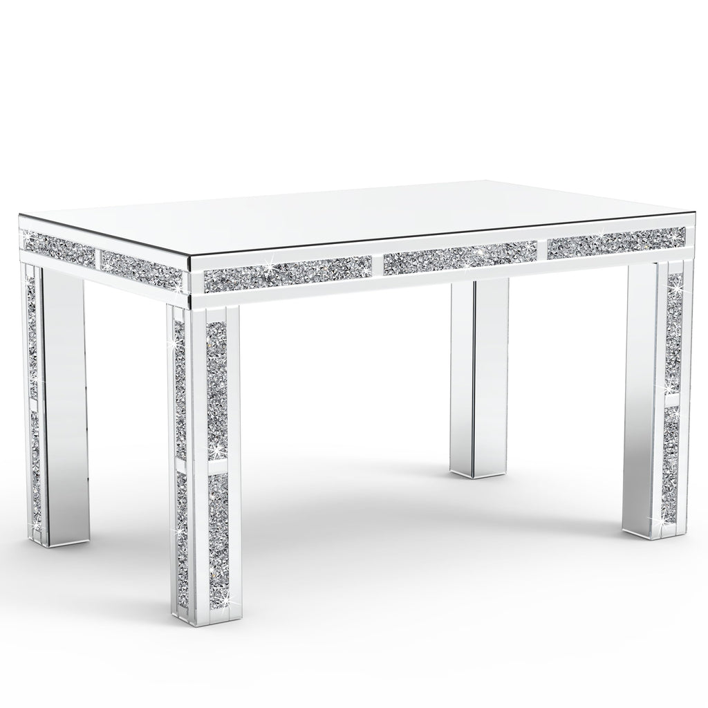 Modern Dining Table Set for 4, Rectangular Glass Kitchen Table