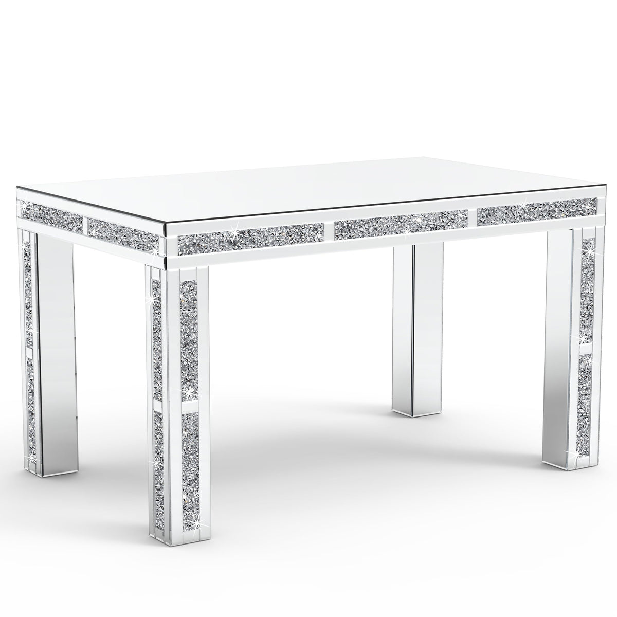 Modern Dining Table Set for 4, Rectangular Glass Kitchen Table