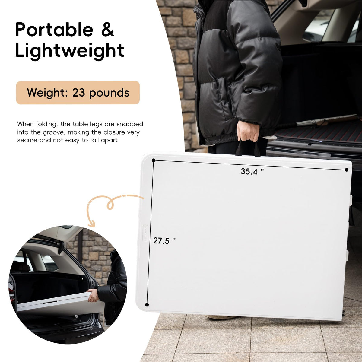 6FT Folding Table Heavy Duty Portable Plastic Foldable Table White