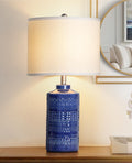 24.5" Navy Blue Table Lamp Modern Bedside Ceramic Lamps 3-Way Dimmable Entryway Nightstand Farmhouse Lamp Bedroom