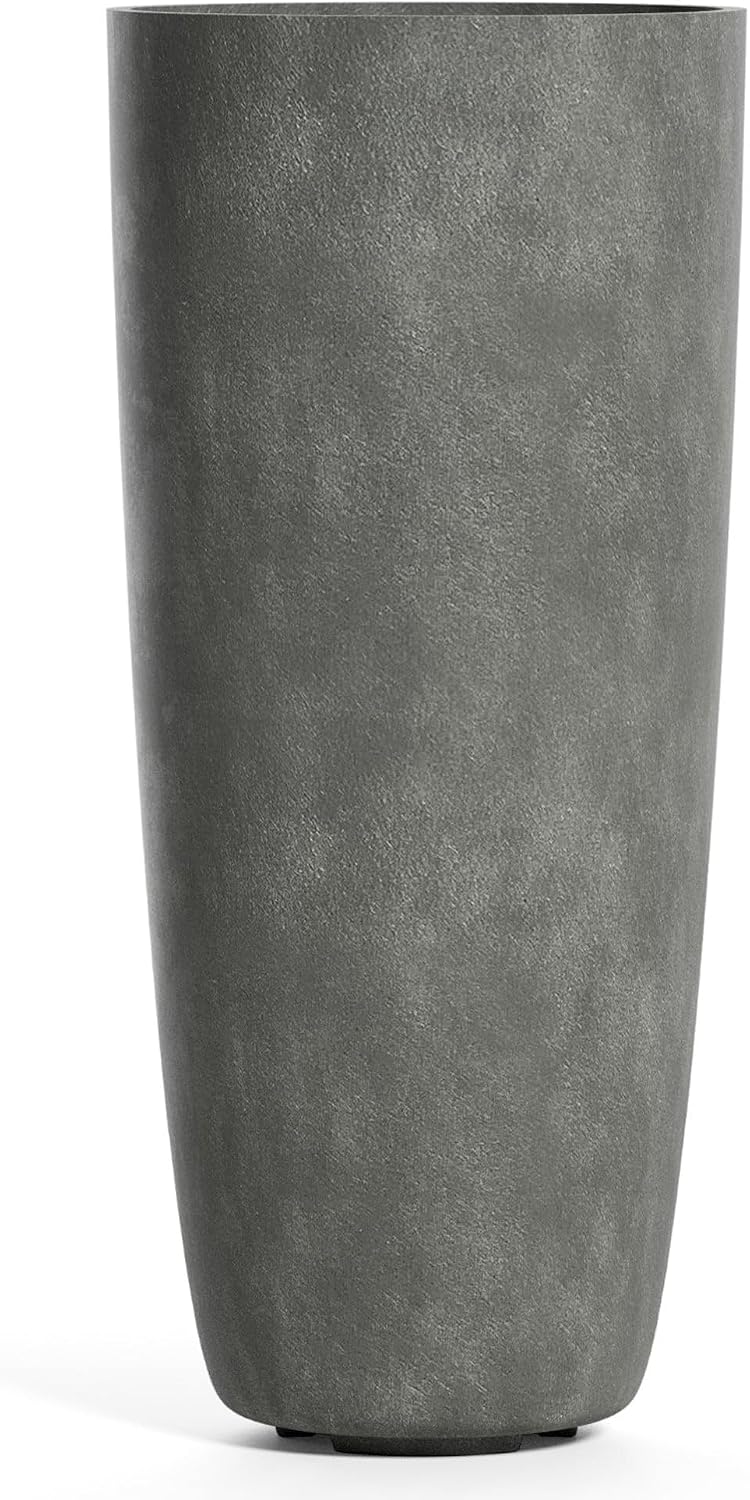 Lofto Tall Indoor/Outdoor Planter, 16x36in Grey Stone