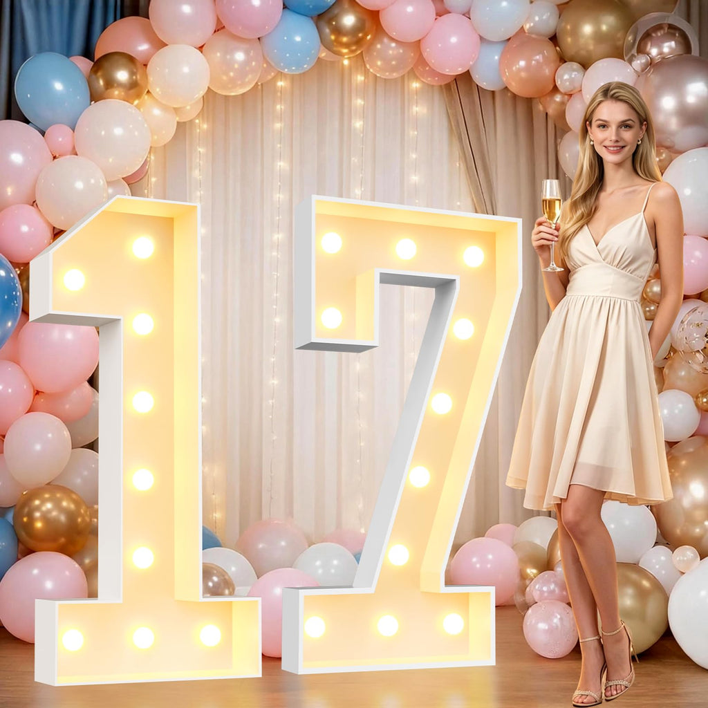 4FT Marquee Numbers, Large Light Up Number 17th Birthday Party Decor