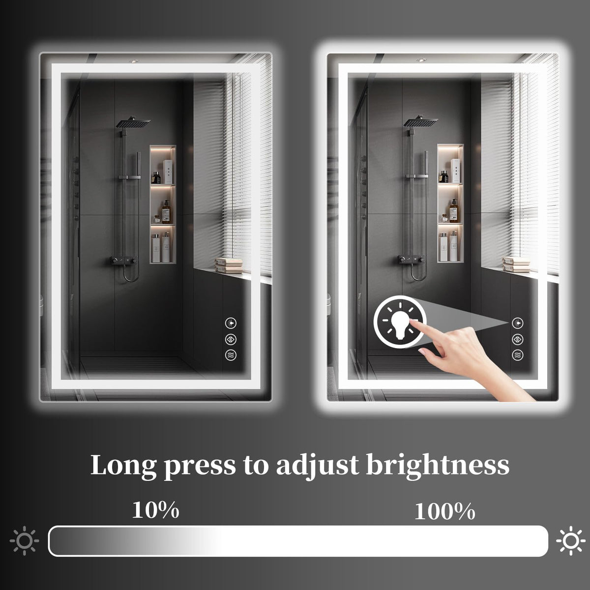 48x32 LED Bathroom Mirror with Light, Anti-Fog, 3 Colors