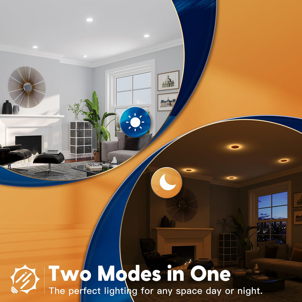 12 Pack 5/6 Inch 5CCT LED Recessed Lighting with Night Light