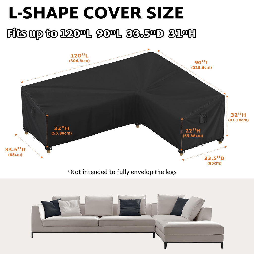 Outdoor Sectional Cover 120 x 90 inch L-Shaped Large Couch Sofa
