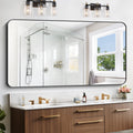 Large Bathroom Mirror 72x36 inch, Black Rectangle Mirrors with Metal Frame, Rounded Corner Rectangular Mirror