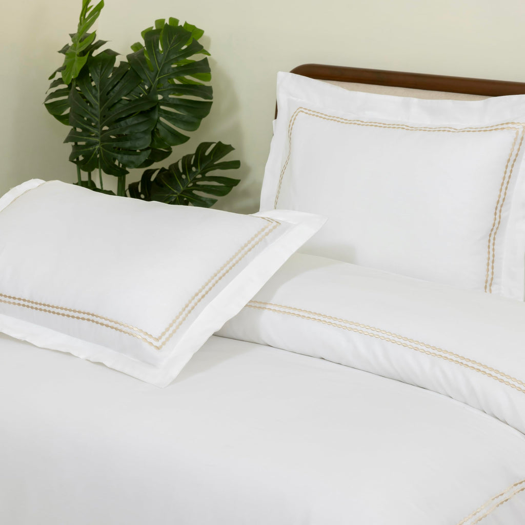 White Duvet Cover Queen 100% Cotton Embroidered 3 Pieces