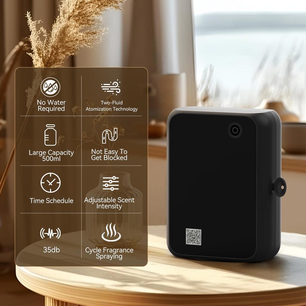 Smart Essential Oil Diffuser with Bluetooth, Waterless Scent Machine, and Large Room - Timer Function & Quiet