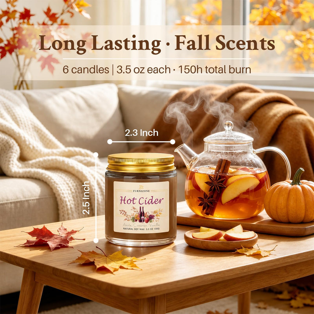 Fall Candles Scented, 6Pack Fall Scented Candle Gift Set for Women
