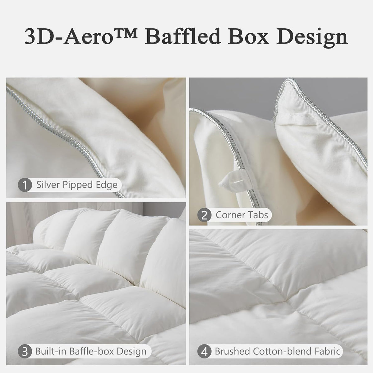 Luxury Oversized Down Feather Fibers Comforter, Soft Cotton Blend Cover, High Fill Power Medium Weight