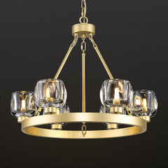24" 6-Light Farmhouse Crystal Wagon Wheel Chandelier