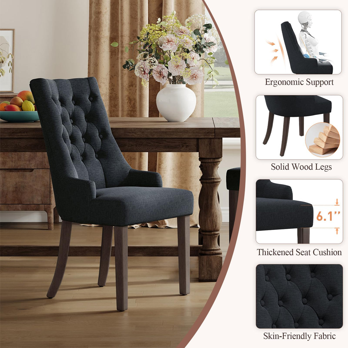 Wingback Set of 4, Black