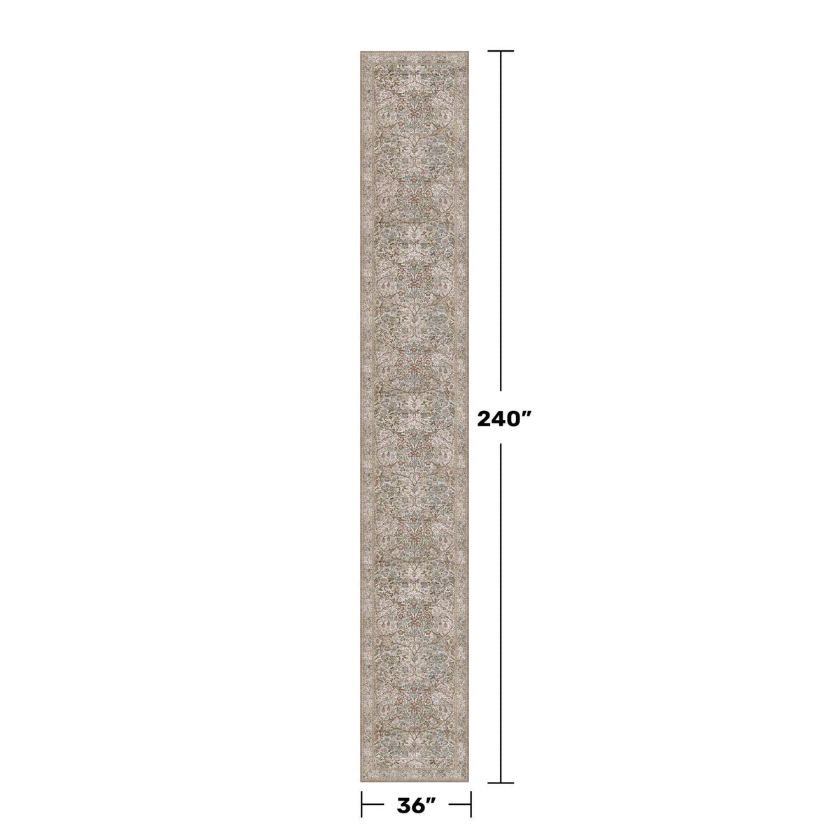 Vintage Moss Green 3x20 Extra Long Runner Rug, Washable Large Kitchen Indoor Floor Rugs, Non-Slip Stain & Fade