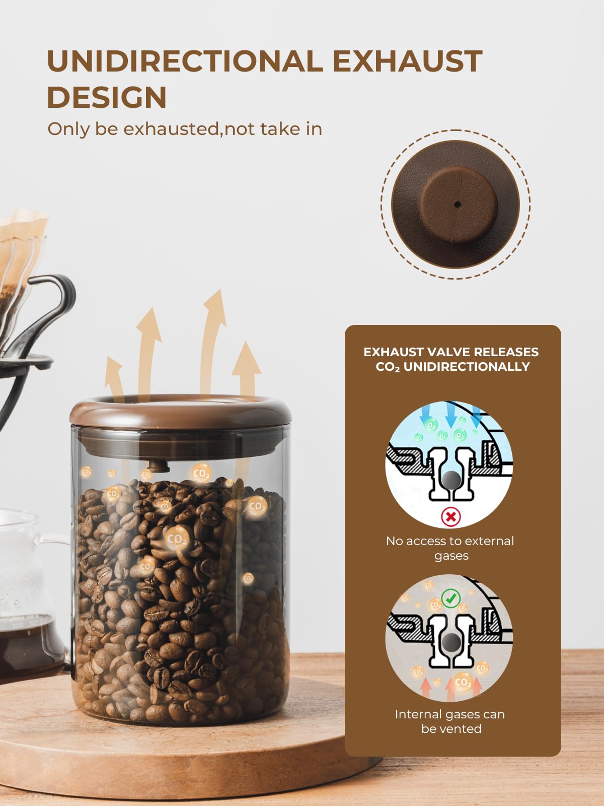 Airtight Coffee Canister, 13oz Kitchen Glass Jar with Pop-Top Lid