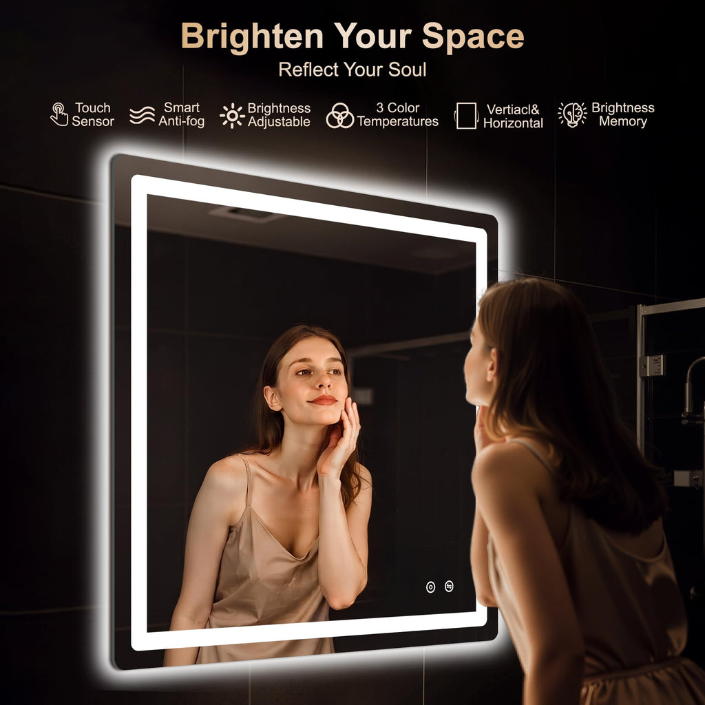 35x35 LED Bathroom Vanity Mirror with Lights