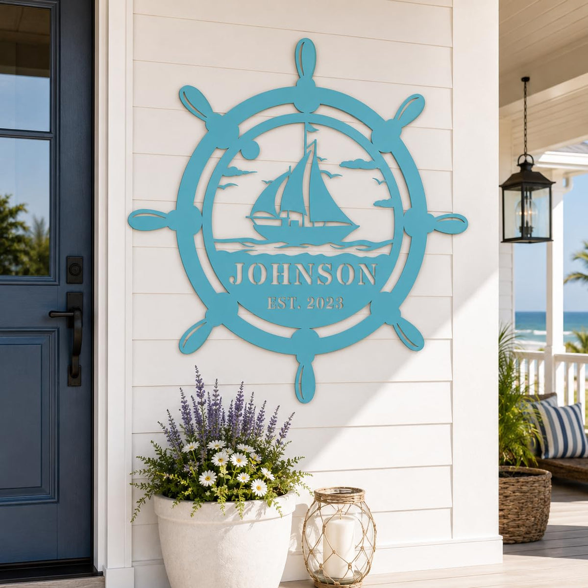 Coastal Metal Boat Anchor Sign, Metal Wall Art Decor, Nautical Outdoor Indoor Sign, Hanging Home Dining Room Decor