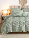 Sage Green Tufted Jacquard King Comforter Set, 3-Piece Reversible