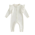 Newborn Girl Outfit Baby Ruffle Knit Romper Jumpsuit White