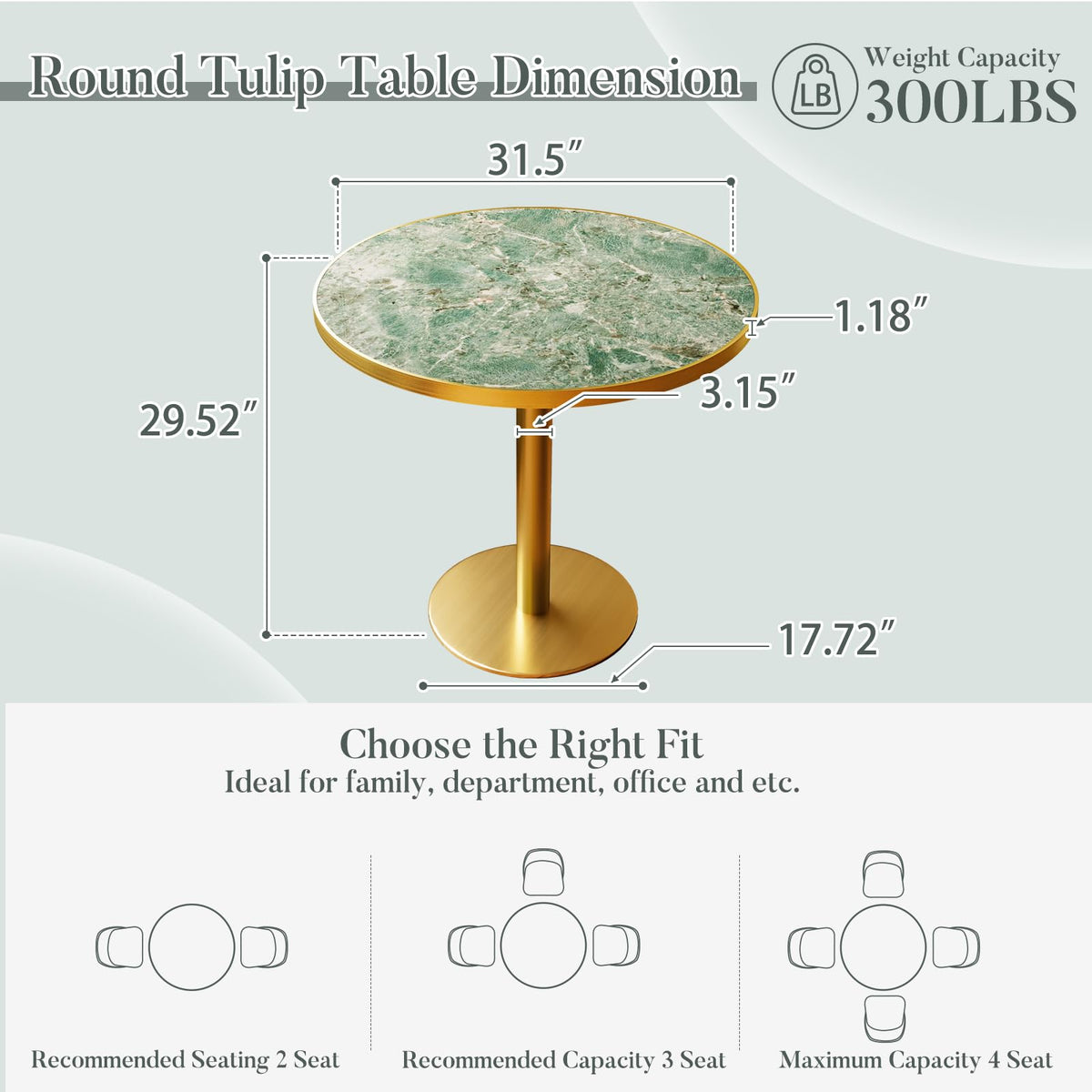 Inspired Saarinen Style 31.5'' Tulip Table, Round Dining Table with Sintered Stone Tabletop