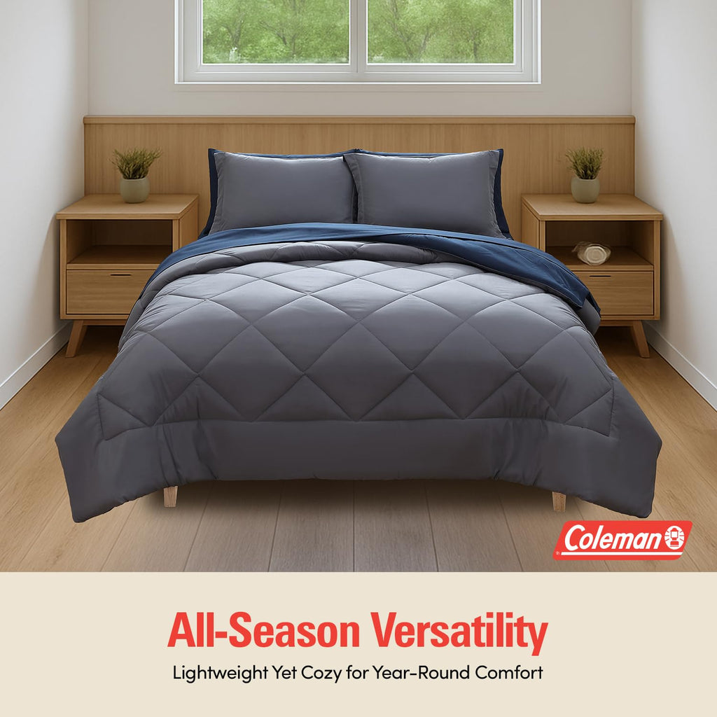 Comforter Set Reversible Bed-in-a-Bag- Double-Sided Color Options, All-Season Comforter + Shams + Sheets